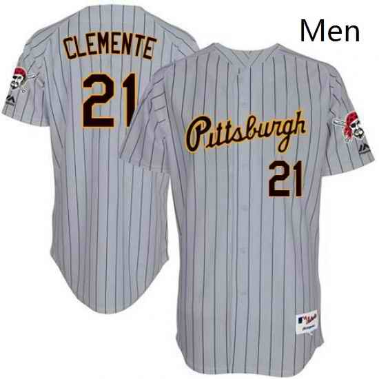 Mens Majestic Pittsburgh Pirates 21 Roberto Clemente Replica Grey 1997 Turn Back The Clock MLB Jersey